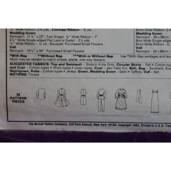McCalls 8727 Sewing pattern Brooke doll clothes 1980s - Picture 6 of 7